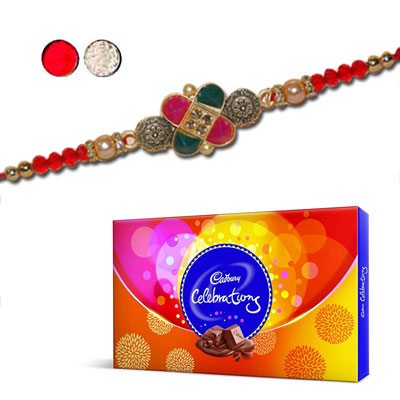 "Zardosi Rakhi - ZR-5230 A (Single Rakhi), Cadbury Celebrations - Click here to View more details about this Product